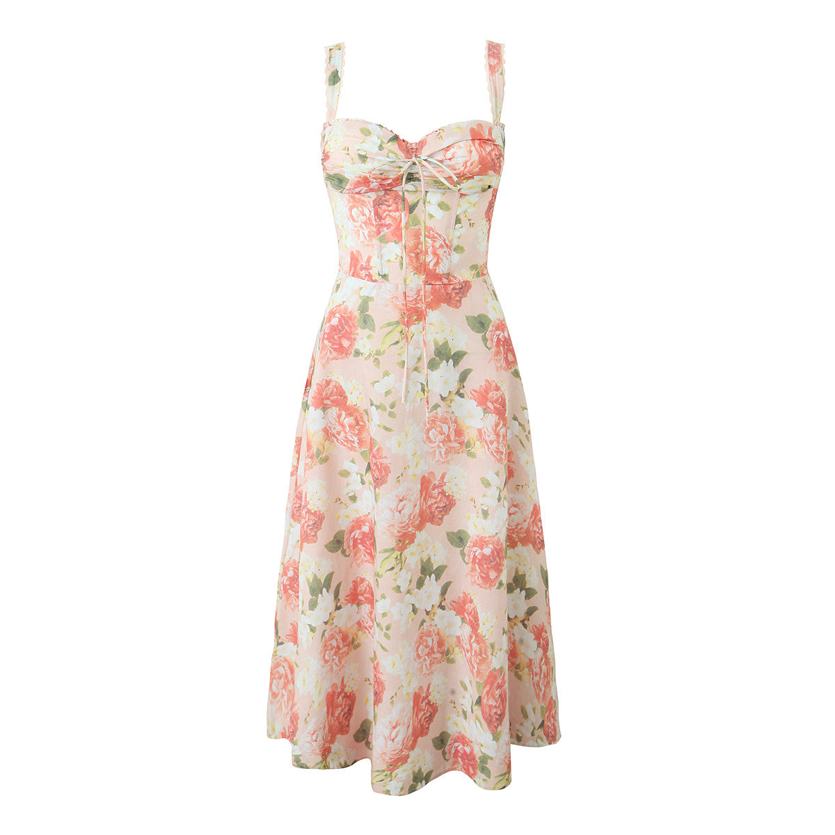 Cotton Mid Length Floral Sling Dress