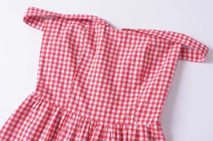 French Retro Plaid Off Shoulder Square Collar