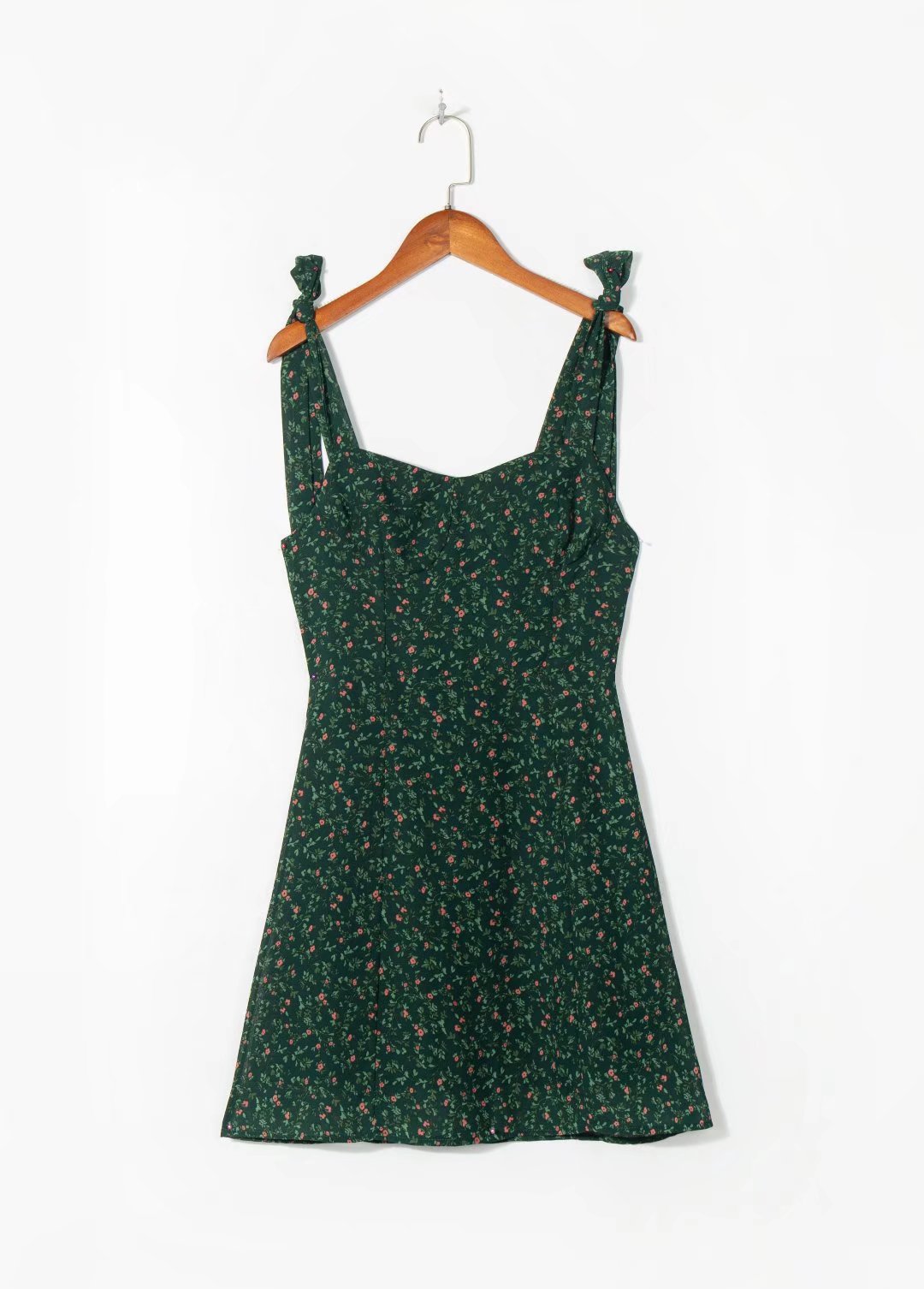 Summer Retro Casual Dark Green Floral Dress