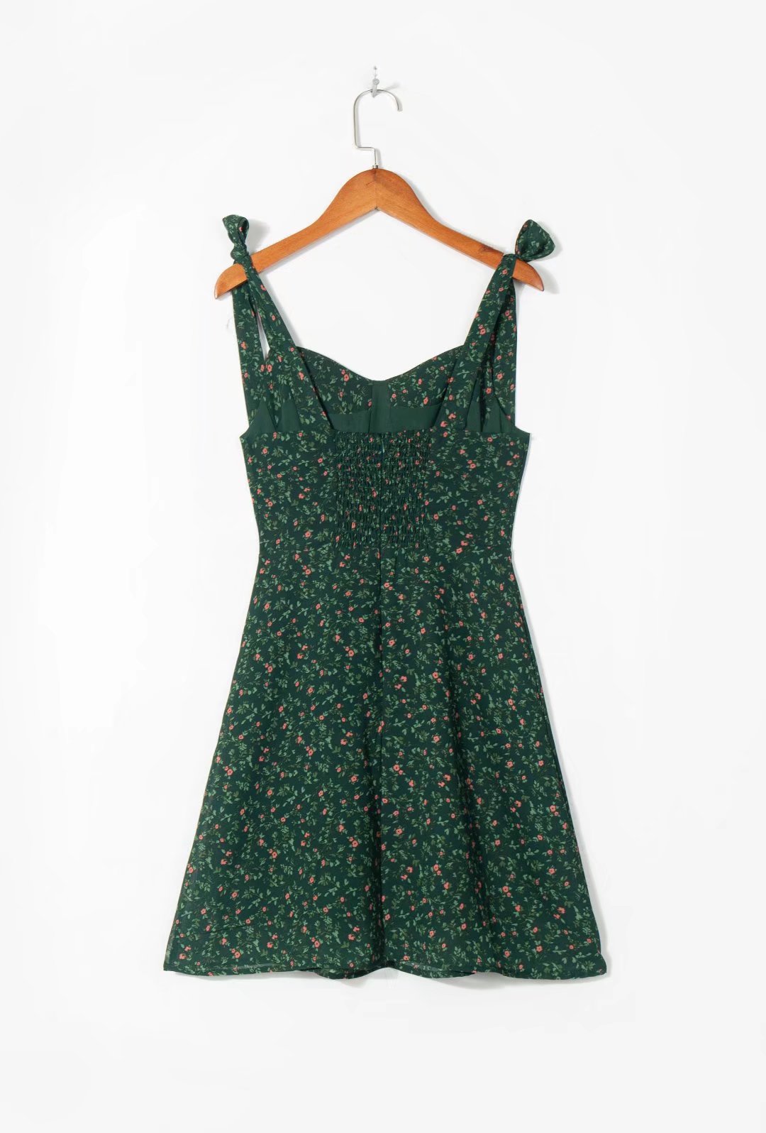 Summer Retro Casual Dark Green Floral Dress