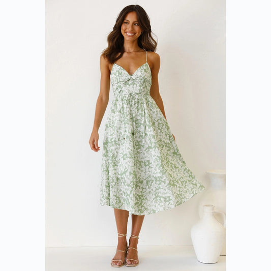 Sweet Spaghetti-Strap Floral Dress