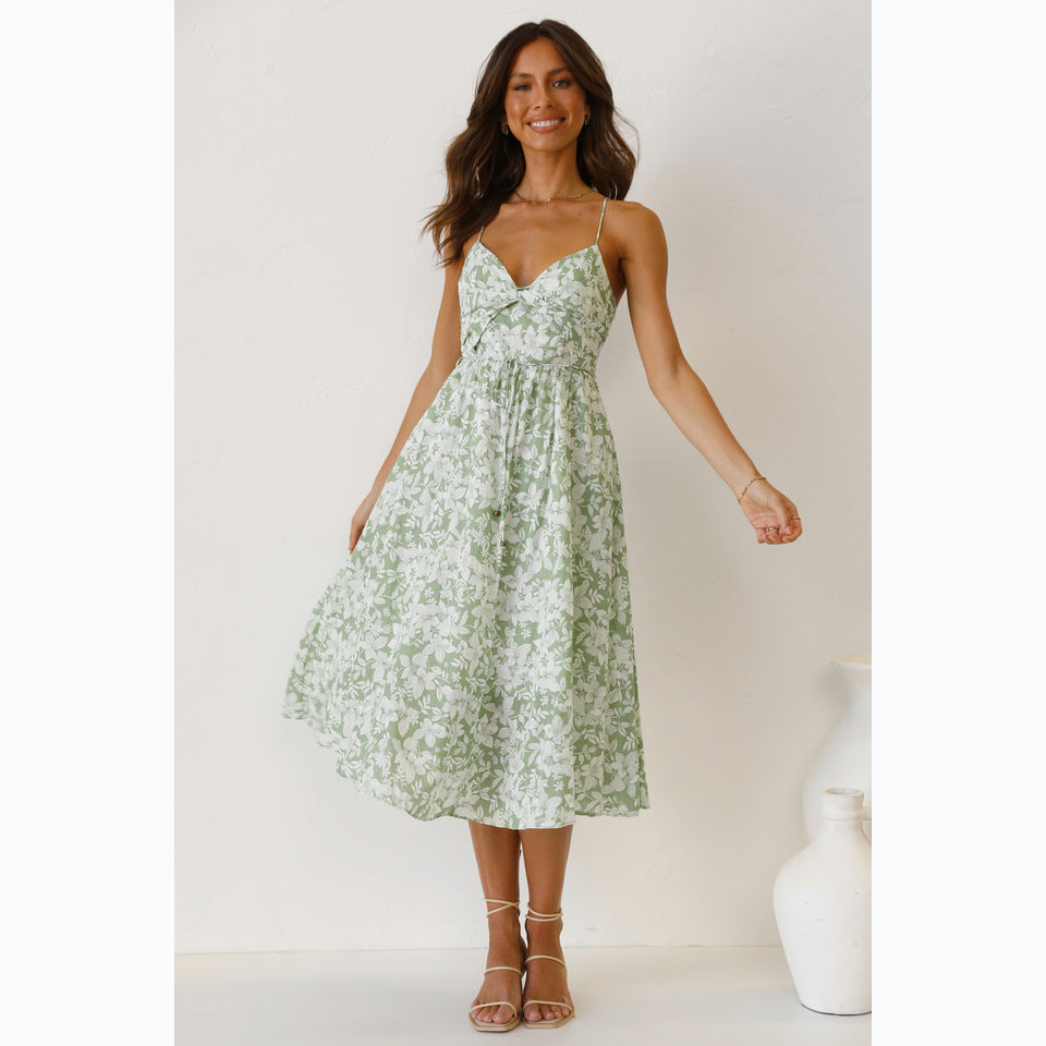 Sweet Spaghetti-Strap Floral Dress